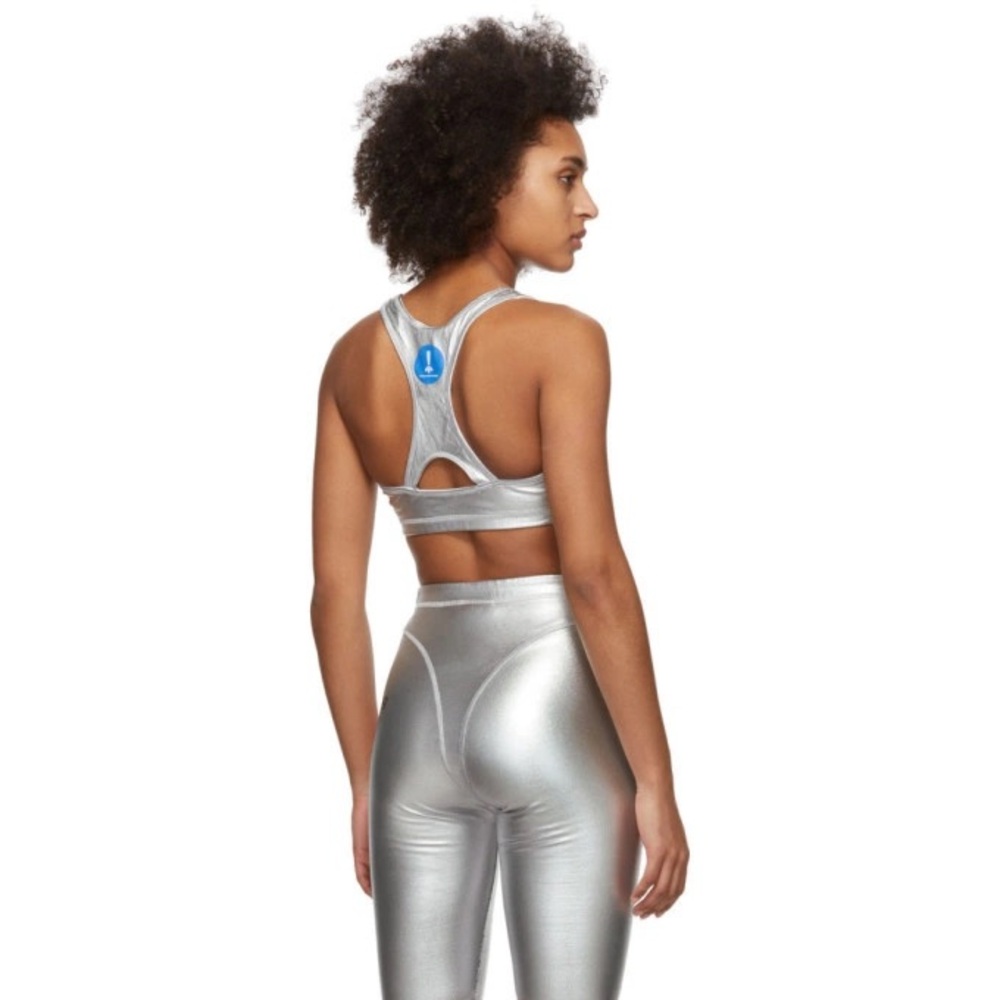 Alexander Wang Adidas Collab Metallic Silver Bike Shorts Size Medium - NWT - Picture 6 of 10